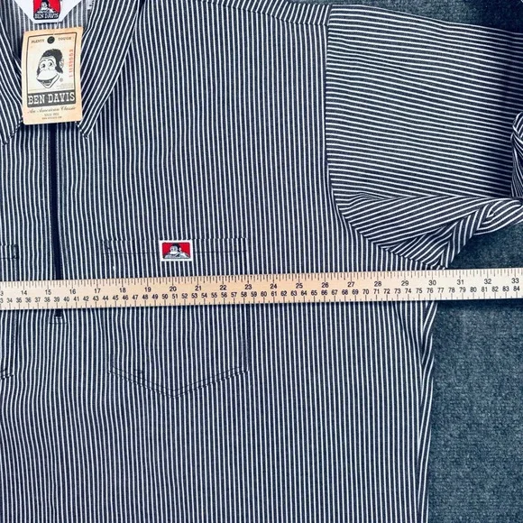 Ben Davis Men's 3XL Black White Hickory Stripe Half Zip Work Shirt Made in USA - Picture 8 of 10